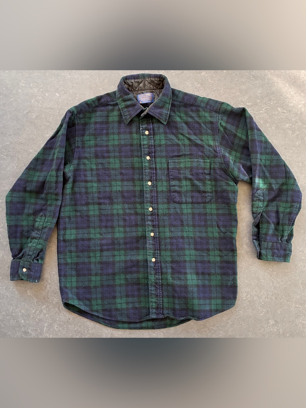 Pendleton Blackwatch Plaid Flannel Shirt - Green & Navy